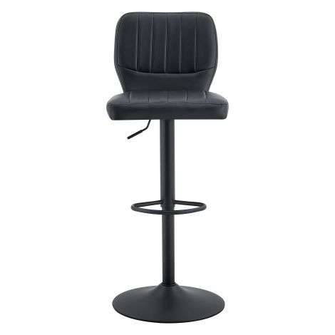 Barhocker höhenverstellbar 62-83cm, 360° drehbarer Barstuhl mit Rückenlehne & Fußstütze, Ergonomischer Küchenhocker aus Kunstleder, belastbar bis 136kg, Schwarz