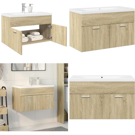 vidaXL Armoire lavabo de salle de bain et bassin intégré chêne sonoma