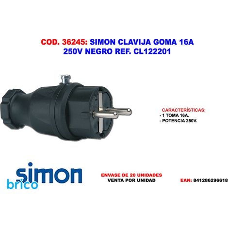 Prise en caoutchouc Simon 16A 250V noir