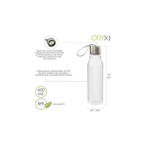 Borraccia in plastica da 600 ml. con manico Senza BPA