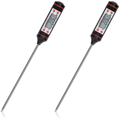 CSPARKV 2x Fleischthermometer - Lebensmittel-Küchensonde zum präzisen Garen von flüssigem Gebäck - Thermosondentemperatur auf LCD-Display