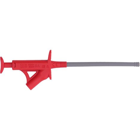 Câble de test avec pince à crochet, fil cavalier avec multimètre, mesure automatique du courant et flexibilité J.30042 fiche banane 4 mm (rouge). (1/5)