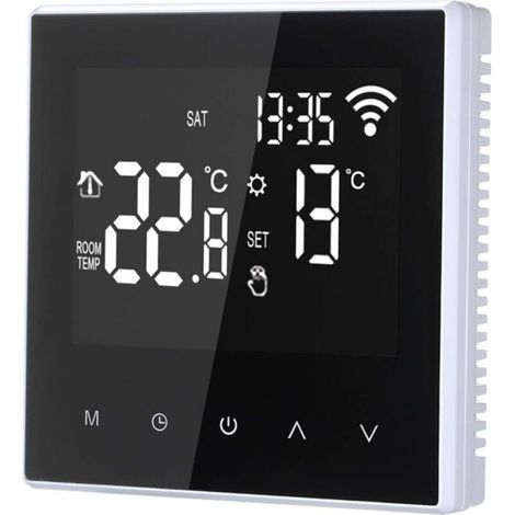 Smart thermostat, digital temperature controller, weekly programmable electric underfloor heating with large LCD screen, for home, school, office, hotel, 16 A (no Wi-Fi) (1/5)