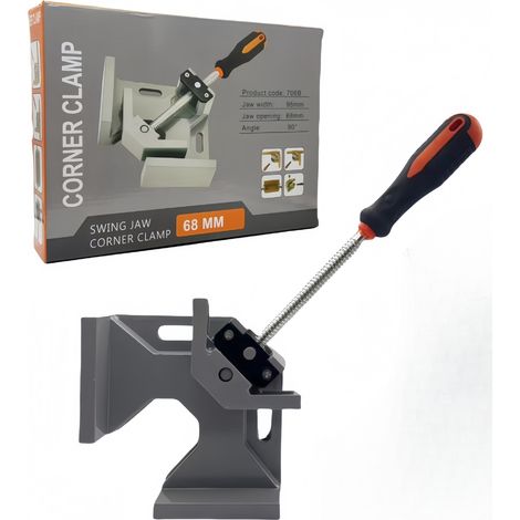 Serre-joint d'angle – Serre-joint à angle droit à 90 degrés pour le travail du bois, avec mâchoire pivotante réglable et cadre en alliage d'aluminium (1/5)