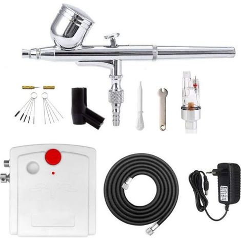 Airbrush Compressor Kit Mini Airbrush Compressor Set for Model Making, Pastry, Nail Art, Cake Painting, Tattoo Spray with Airbrush Cleaning Kit (1/5)
