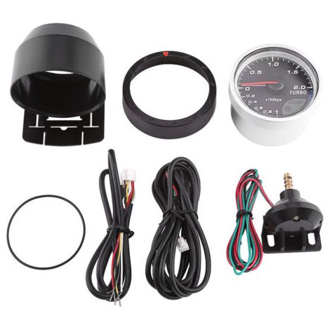 Jauge universelle de compteur Turbo Boost LED, 60mm, coque noire pour voiture de course automobile 0-200 Kpa (1/4)