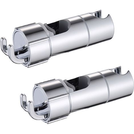 Verstellbarer Duschhalter aus Chrom mit 2 Haken für Duschstangen von 18 bis 25 mm, wandmontierte ABS-Duschhalterung (1/4)