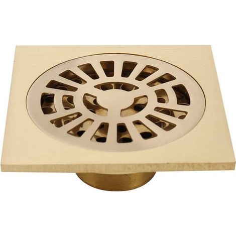 Desagüe de suelo de ducha cuadrado de latón de 10 cm con tapa extraíble, desagüe para cabello para inodoro de cocina (1/5)