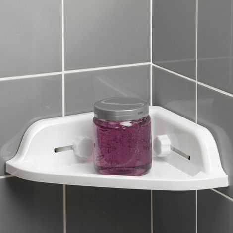 Étagère d'Angle de Douche "Ventouse" 25cm Blanc (1/2)