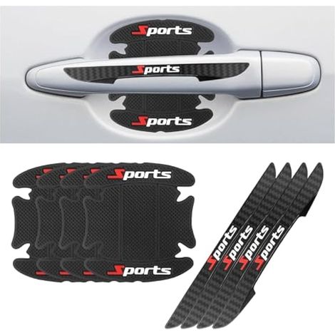 Lot de 8 protections de poignée de portière de voiture en PVC avec inscription « Sport » pour éviter les rayures, protection universelle pour poignée de porte de voiture adaptée à la plupart (1/5)