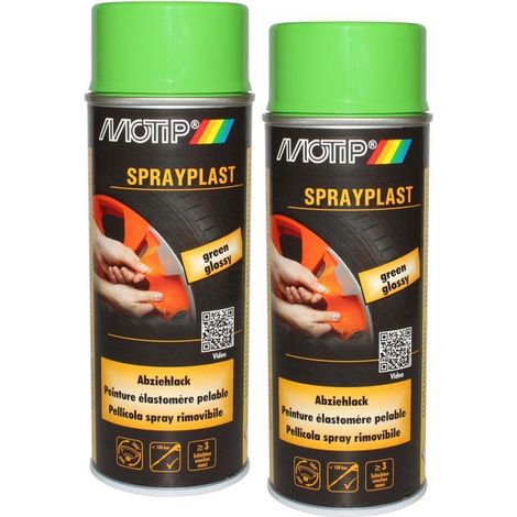 KIT PEINTURE PELABLE ESLASTOMERE VERT BRILLANT 2X 400ML MOTIP