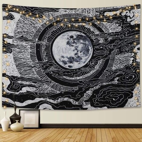 Lune et étoile mandala tapisserie murale tenture murale tarot tap (1/5)