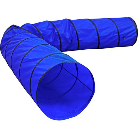 lionto Hundespieltunnel, stabiler Agilitytunnel für Hunde, faltbar mit Tragetasche & Heringen, 500x60 cm, blau