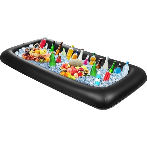 Glacière gonflable (135 x 62 cm, noire) – Grande table réfrigérante pour boissons et collations, parfaite pour les fêtes dans le jardin, les barbecues et les pique-niques (1/5)