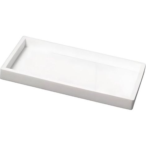 Bac de rangement pour salle de bain - plateau rectangulaire - Installation facile - Blanc - Silicone - 20 x 10 x 2 cm (1/5)
