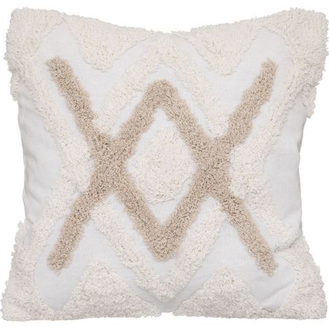 Housse de Coussin "Tufté" 40x40cm Ivoire & Lin (1/2)