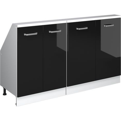Dachschrägenschrank-Set Rion, Schwarz-Eiche Hochglanz/Weiß, 2er Set, Vicco
