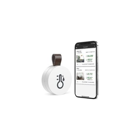 CREA Drahtloses Thermometer-Hygrometer, Mini Oria Bluetooth 5.0 Temperatur- und Feuchtigkeitssensor mit Datenexport und Alarmfunktion - Crezuo