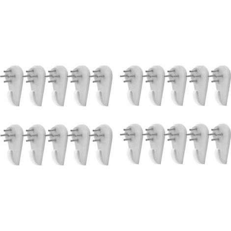 Crochet Photo Frame Hooks - No-Mark - 20 Pieces - Metal and Plastic - Holds Up to 6.8 kg - White (1/4)