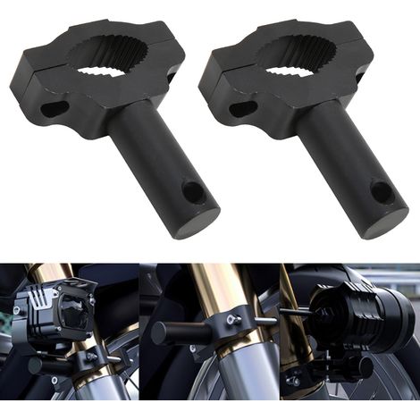 Deux jeux de supports de phares de moto, phares LED, clips de montage de pare-chocs en alliage d'aluminium CNC (ZH-1090B noir). (1/5)