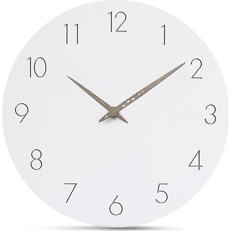 Horloge murale à mécanisme quartz silencieux, cadran blanc avec chiffres arabes, décoration intérieure pour salon, chambre et bureau (1/5)