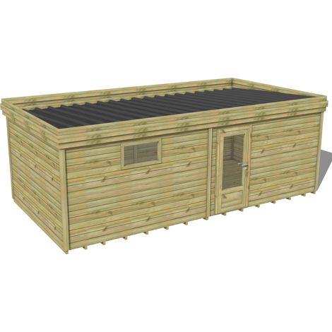 ABRI DE JARDIN bois traité 27mm, 7,3x3,4m, 25m2, Plancher (1/3)