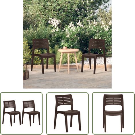 The Living Store Chaises de jardin lot de 2 Moka Polypropylène - Chaise De Jardin - Chaise Extérieure - Meubles De Jardin - Mobilier De Jardin - Chaise Pliante (1/5)