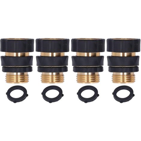 4 Sets 3/4-Zoll-Schlauchverbinder-Unterlegscheiben-Adapter-Set Schnellkupplungen aus Messing und Gummi für Gartenschläuche