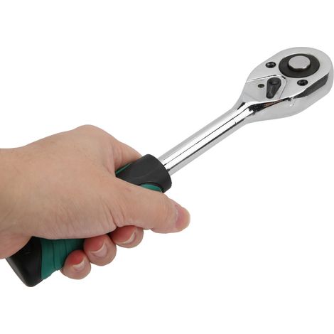 Ratschenschlüssel 1/2 Zoll, 2-Wege-Antrieb, Schnellspannschlüssel mit rutschfestem Griff, Grün (1/5)