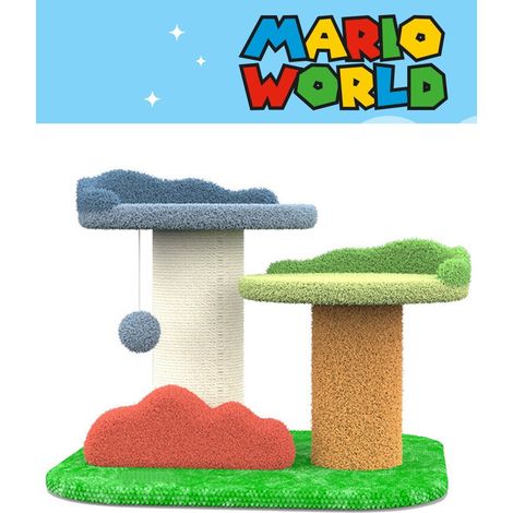 Tiragraffi MARIO WORLD MEDIUM con gioco e rialzi per gatti