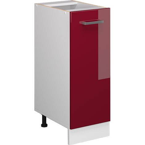 Armadio cucina dispensa alto R-Line, Rosso bordeaux lucido, 30 cm senza piano di lavoro, Vicco