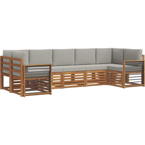 Conjunto de Sofá Seccional con cojín 7 pcs Gris Natural y Claro vidaXL