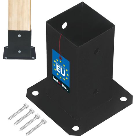 KOTARBAU® Support Poteau Bois - Acier Revêtu par Poudre - 70 x 70 mm - Noir - Pied de Poteau - Fixation Robuste - Résistant à la Corrosion (1/5)