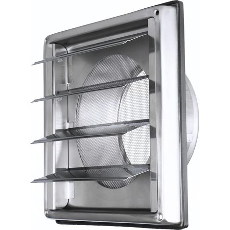 Grille Ventilation Inox 100mm pour Hotte/Sèche-Linge - avec Moustiquaire Anti-Insectes et Lames Mobiles - Flux d'Air Optimal (1/5)