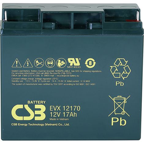 CSB Battery EVX 12170 EVX12170 Bleiakku 12 V 17 Ah Blei-Vlies (AGM) (B x H x T) 181 x 167 x 76 mm M5