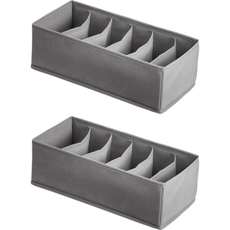 Boîte de rangement pour vêtements, boîte de rangement en tissu avec tiroirs - grise, 6 compartiments [321610] - 2 pièces