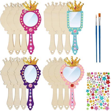 Miroir En Bois Diy - 12 Pièces - Pour Enfants - À Personnaliser Par Peinture - Idéal Pour Ateliers Créatifs Et Fêtes (1/5)