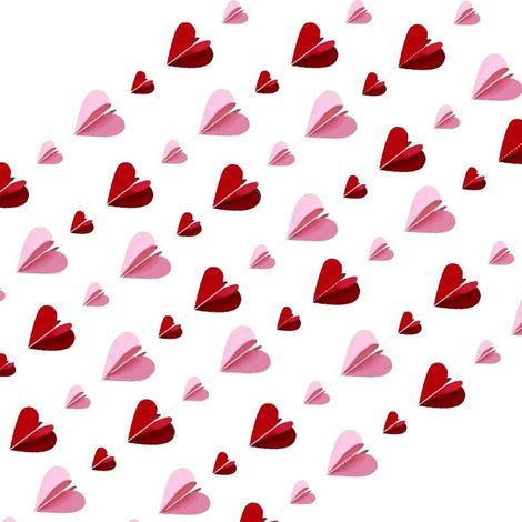 Couronnes de Saint-Valentin - Aucun montage requis - Couronnes en papier 3D roses et rouges en forme de cœur (6 pièces) (1/4)