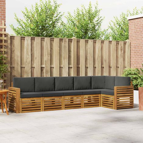 Ecksofa Set 6 pcs Natur und Anthrazit Massivholz Akazie (1/5)