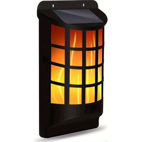 1/2/4 lampes solaires d'extérieur à effet flamme avec détecteur de mouvement, fonction marche/arrêt automatique, effet de lumière vacillante, noir/orange, [YJD] (1/5)
