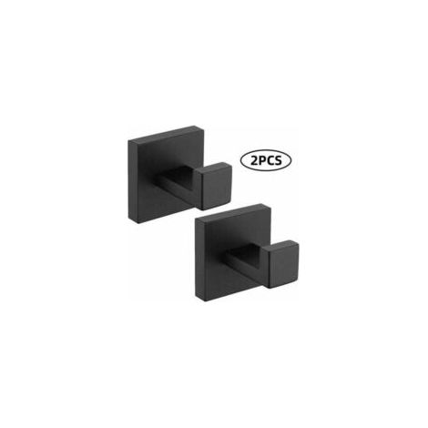 Due ganci da parete/portasciugamani, realizzati in acciaio inox 304 nero, antiruggine e impermeabili, accessori per appendere, neri. - Crezuo (1/4)