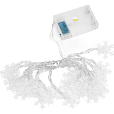 LED-Schneeflocken-Lichterkette, Weihnachtsdekoration, USB-betrieben, für Partys, Geburtstage, Abende, Schlafzimmer, Geschäfte (batterielos, warmweiß, 3 m/20 Lichter, 3-Batterie-Packung, Dauerlicht + B (1/5)