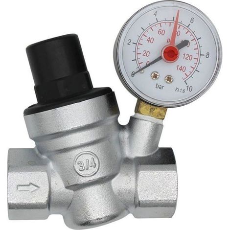 DN20 réducteur de pression d'eau 3/4 pouce régulateur de pression avec manomètre gris (1/5)