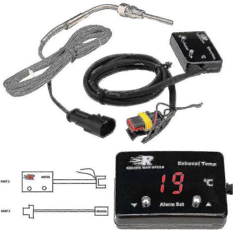 Indicador digital de temperatura de gases de escape (EGT) con pantalla LED y sensor de temperatura (luz roja). (1/4)