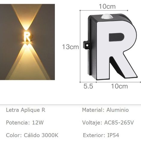 Jandei - Letra R Letra Aplique 220V Aluminio para Rótulos 13x5.5cm (1/5)