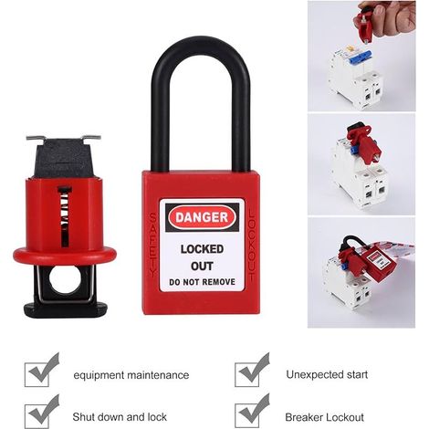 Cadenas de sécurité pour disjoncteur - Serrure de sécurité électrique - Rouge (1/5)