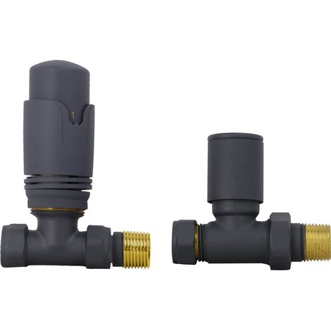 Warmehaus Thermostatic Radiator Valve 15mm Straight Anthracite