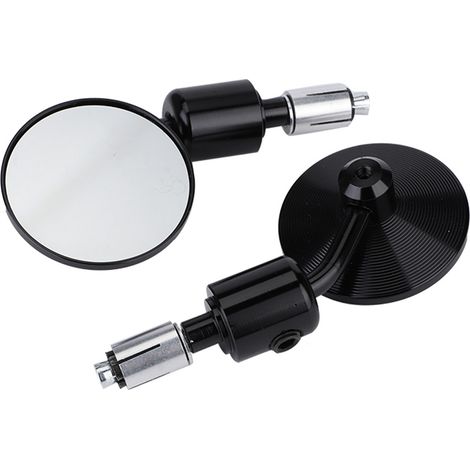 Paire de rétroviseurs d'extrémité de guidon ronds 22 mm pour moto, miroirs latéraux noirs, fixation sur embouts de guidon, 1 paire (1/5)