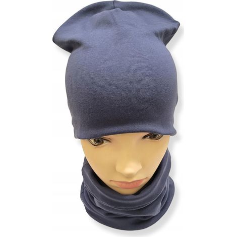 Set CAPPELLO + SCIARPA in cotone taglia 56-62 doppio DENIM (1/3)