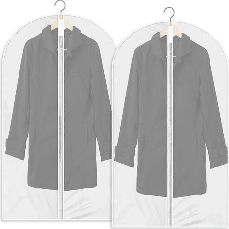 Housses à vêtements (lot de 2) : protection anti-poussière, imperméables et antimites, avec fermeture éclair, transparentes et respirantes. Idéales pour la guerre. (1/4)